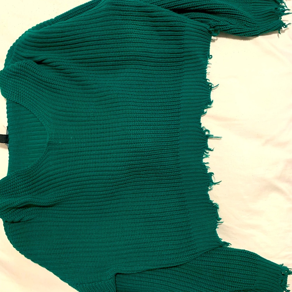 Cropped Ribbed knit oversized sweater